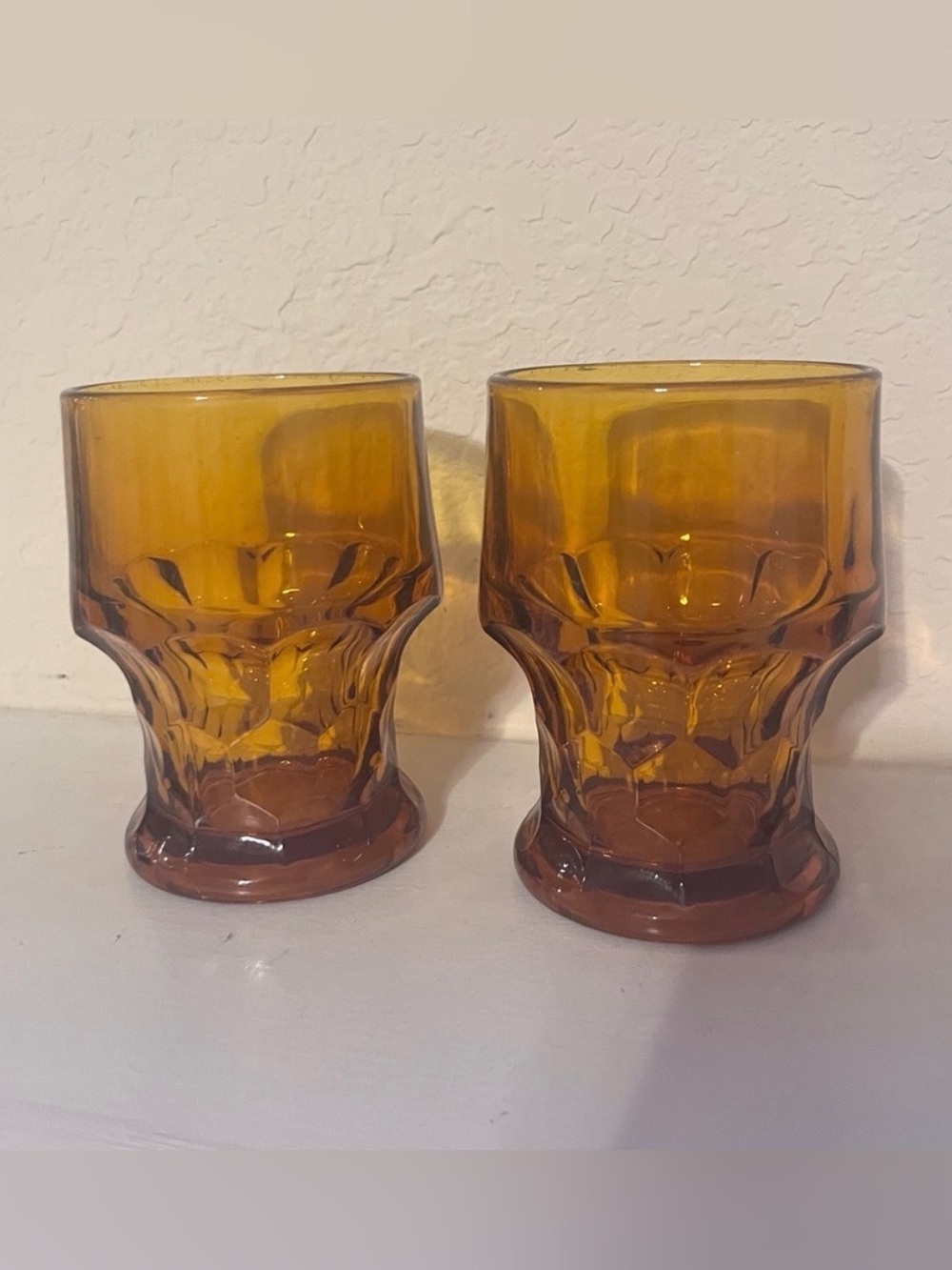 Viking 7oz Flat Tumblers in Georgian Amber Set of 2 Vintage